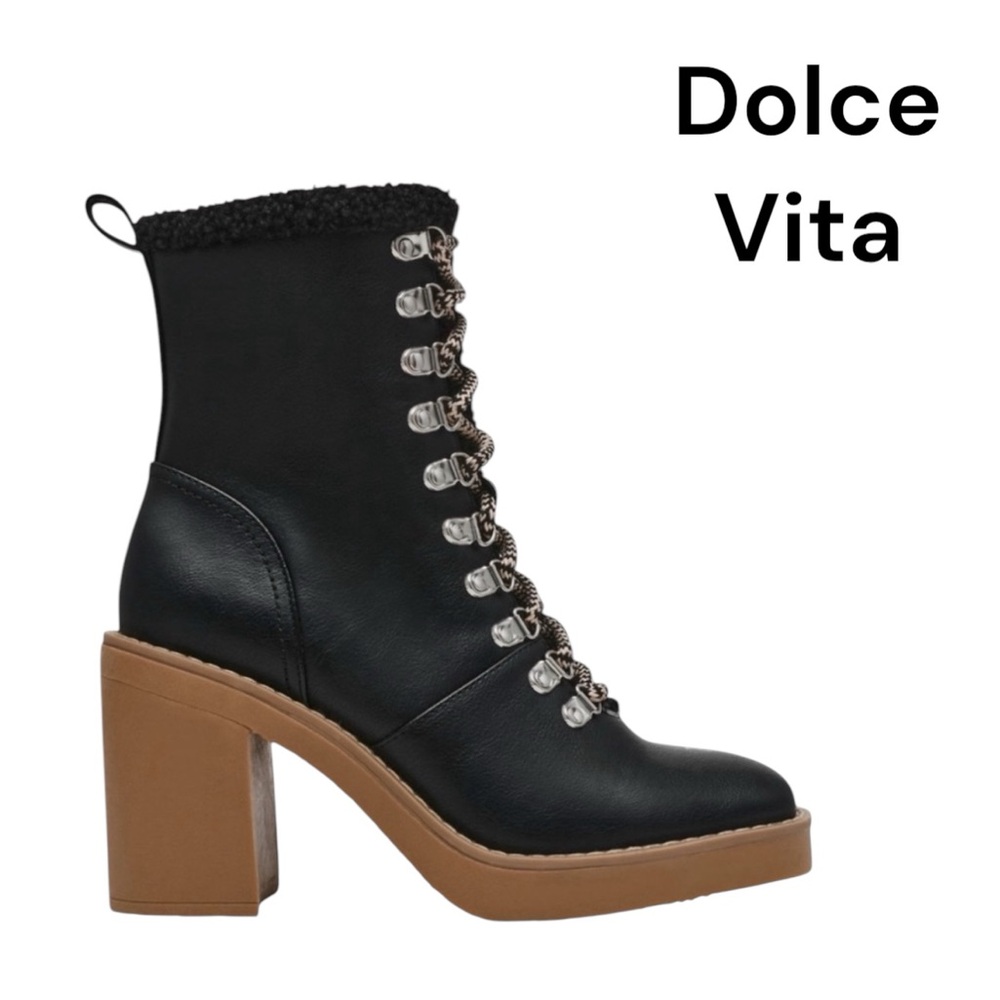 NWT DV CARMEN SHERPA LINED HEELED COMBAT BOOT NEW IN BOX